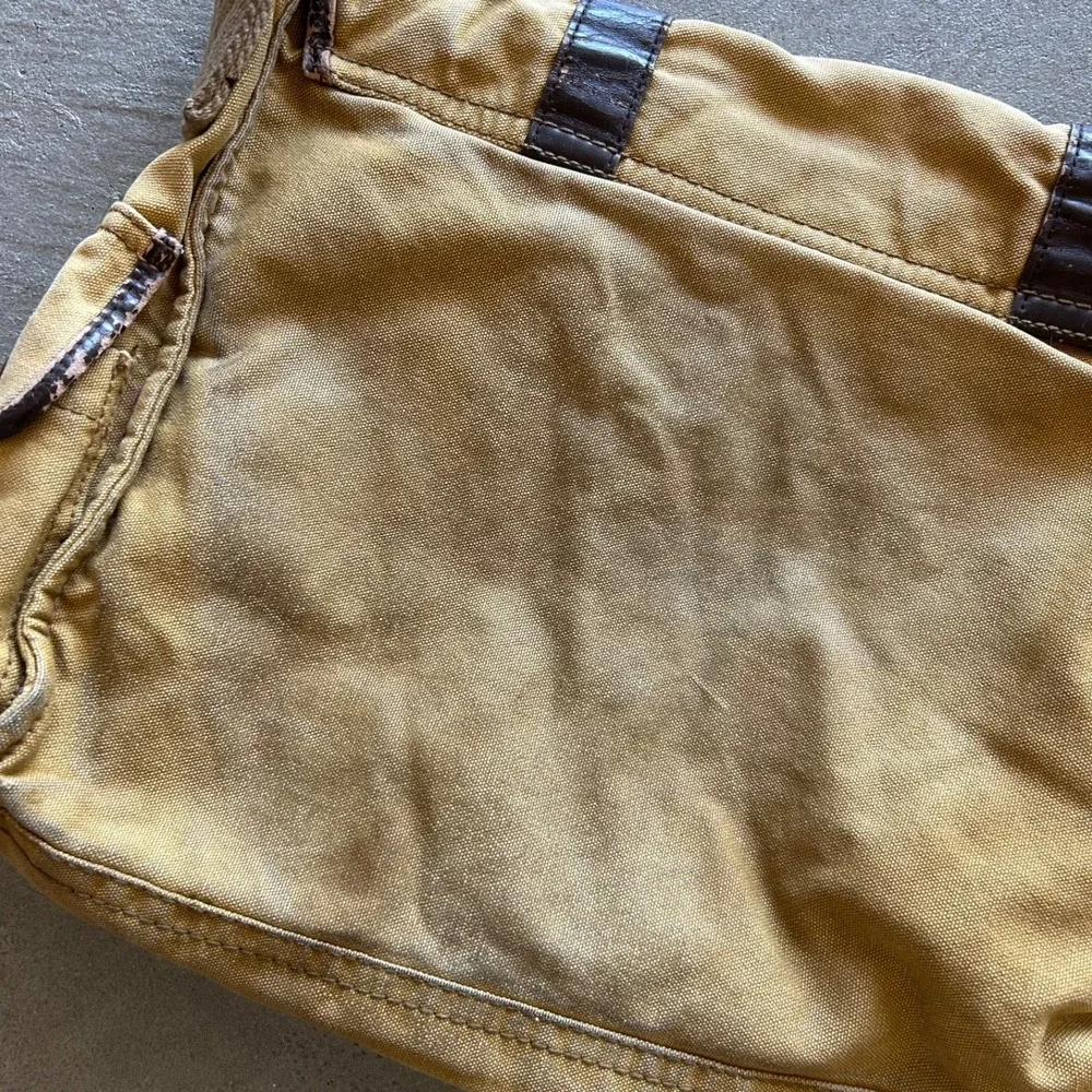 Vintage Y2K Aeropostale Canvas Messenger Bag Tan Brown Leather Shoulder Bag